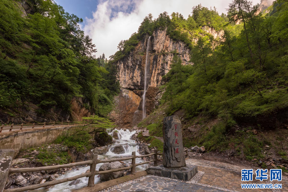 重崖森迥瀑飛先，鵝溝炎夏水風涼