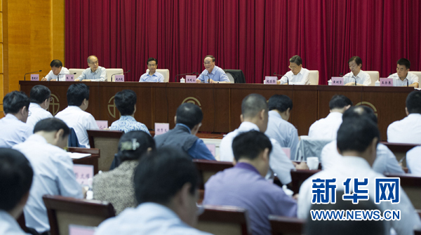 7月16日，中共中央政治局常委、中央紀委書記、中央巡視工作領(lǐng)導小組組長王岐山在北京出席2014年中央第二輪巡視工作動員部署會并講話。新華社記者黃敬文 攝 