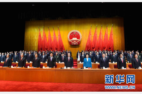 10月1日，慶祝中華人民共和國成立66周年暨新疆維吾爾自治區(qū)成立60周年大會(huì)在新疆人民會(huì)堂隆重舉行。 新華社記者 饒愛民 攝
