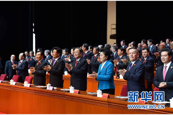 10月1日，慶祝中華人民共和國成立66周年暨新疆維吾爾自治區(qū)成立60周年大會(huì)在新疆人民會(huì)堂隆重舉行。 新華社記者 饒愛民 攝 