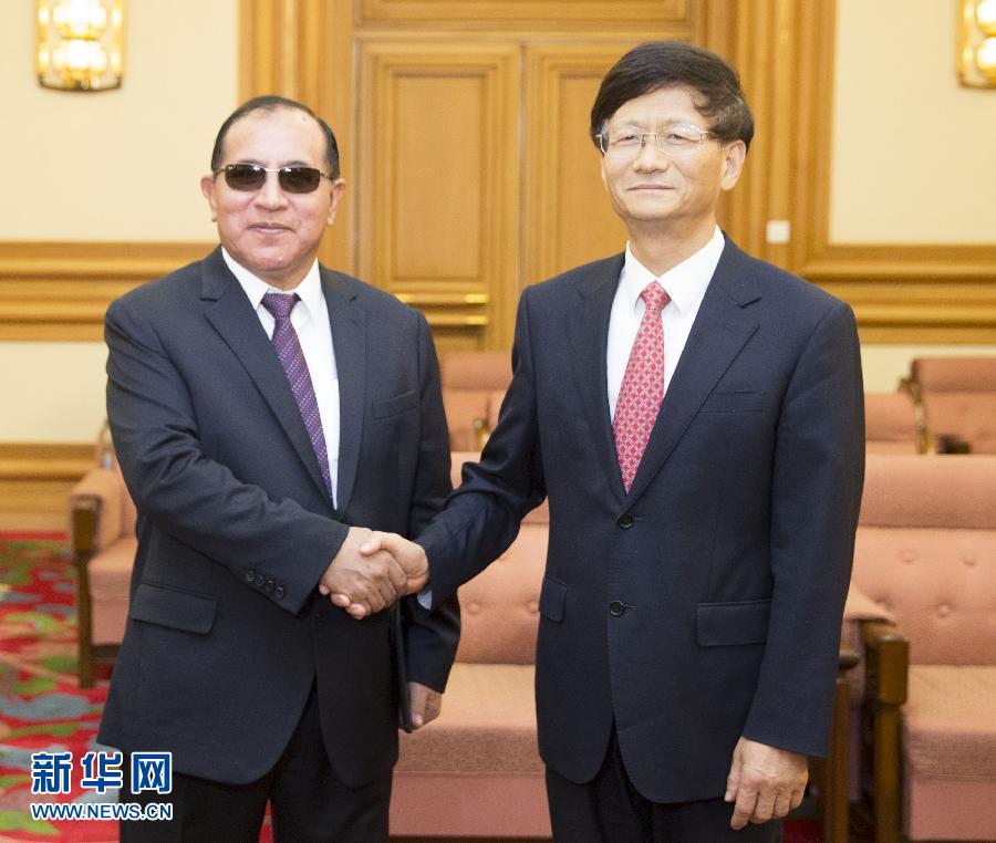 9月5日，中共中央政治局委員、中央政法委書(shū)記孟建柱在北京會(huì)見(jiàn)秘魯最高法院院長(zhǎng)維克托·盧卡斯·蒂科納。 新華社記者 黃敬文 攝 