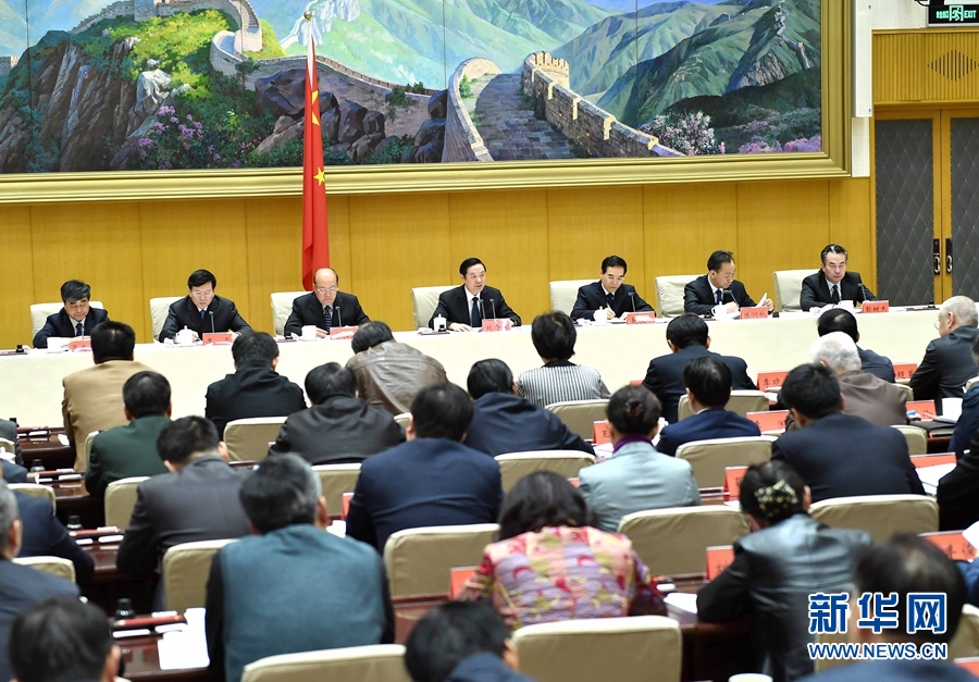 1月13日，中共中央政治局委員、中宣部部長、全國“掃黃打非”工作小組組長劉奇葆在北京出席第三十次全國“掃黃打非”工作電視電話會議。新華社記者 李濤 攝