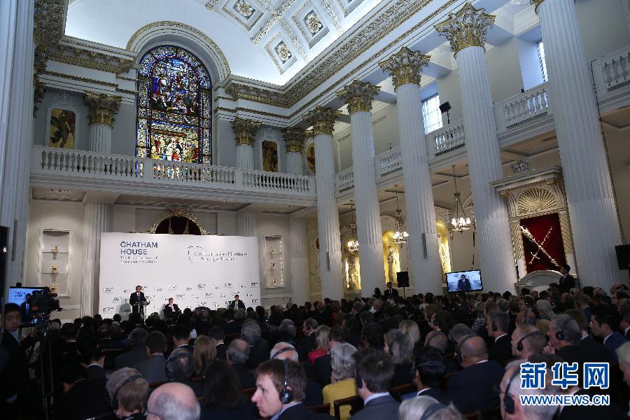 6月18日，國務(wù)院總理李克強在倫敦金融城市長官邸面向英國皇家國際問題研究所和國際戰(zhàn)略研究所兩大智庫發(fā)表題為《共建包容發(fā)展的美好世界》的演講。新華社記者 龐興雷 攝 
