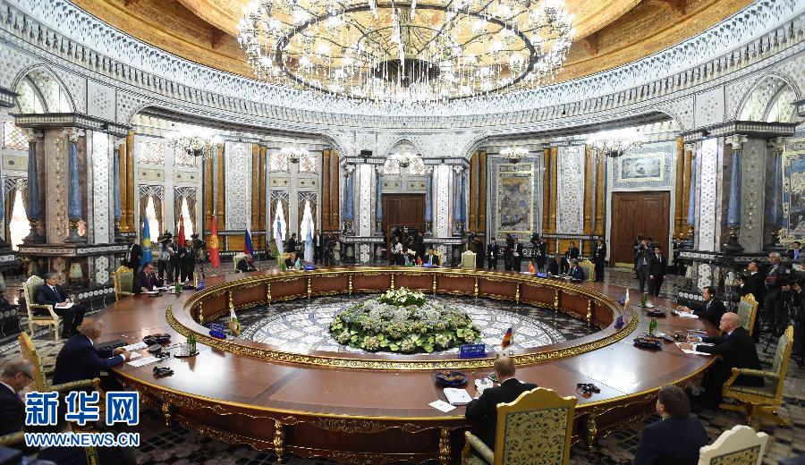 9月12日，上海合作組織成員國元首理事會第十四次會議在塔吉克斯坦首都杜尚別舉行。國家主席習近平出席會議并發(fā)表重要講話。新華社記者馬占成攝 