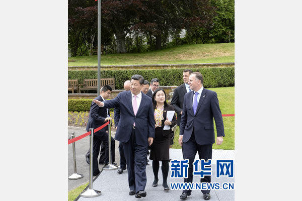11月20日，中國(guó)國(guó)家主席習(xí)近平在惠靈頓同新西蘭總理約翰·基舉行會(huì)談。 新華社記者 李學(xué)仁 攝