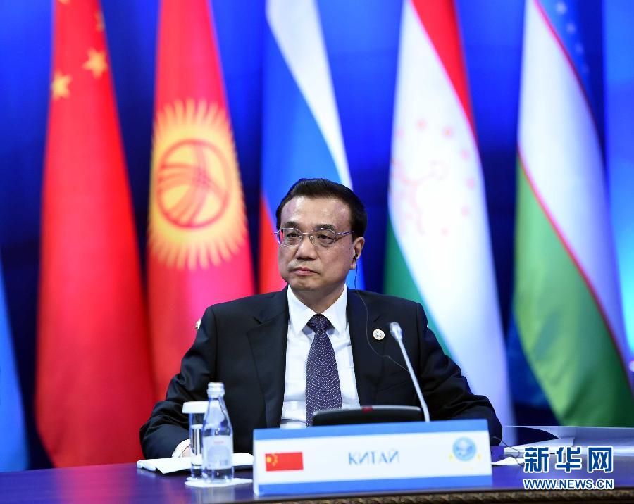 12月15日，中國國務院總理李克強在阿斯塔納出席上海合作組織成員國政府首腦理事會第十三次會議。 新華社記者 饒愛民 攝 