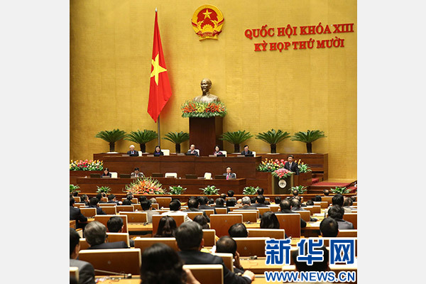 11月6日，中共中央總書記、國家主席習(xí)近平在越南國會(huì)發(fā)表題為《共同譜寫中越友好新篇章》的重要演講。 新華社記者 龐興雷 攝