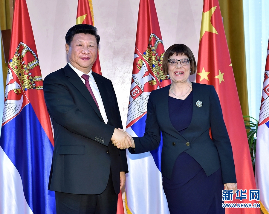 6月18日，國(guó)家主席習(xí)近平在貝爾格萊德會(huì)見(jiàn)塞爾維亞國(guó)民議會(huì)議長(zhǎng)戈伊科維奇。 新華社記者李濤攝