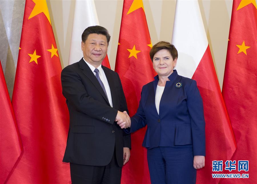 6月20日，國家主席習(xí)近平在華沙會(huì)見波蘭總理希德沃。新華社記者 謝環(huán)馳 攝  