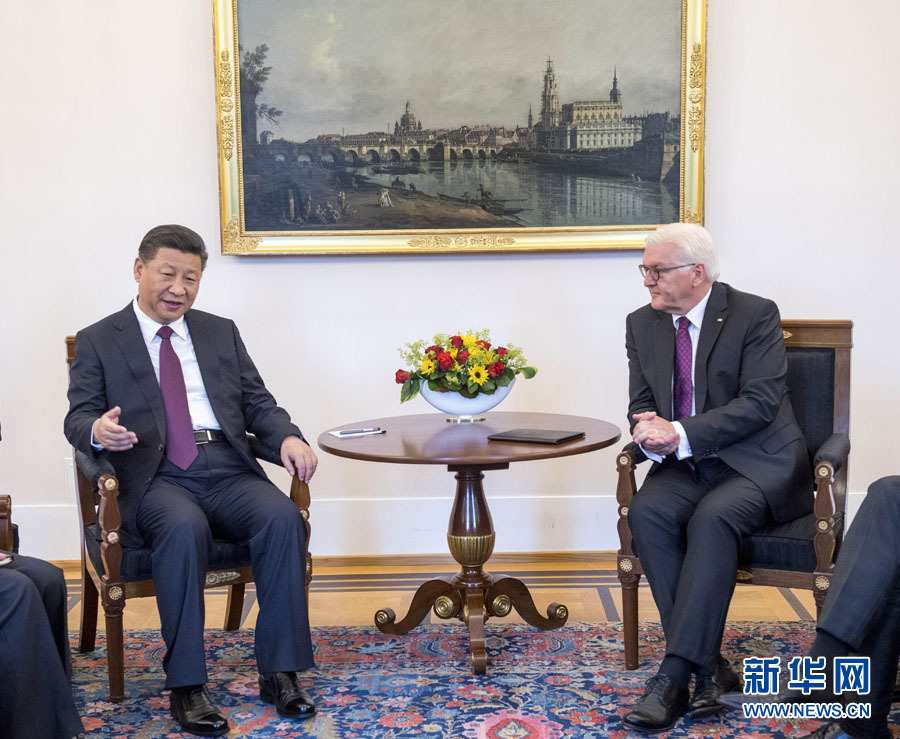 7月5日，國家主席習(xí)近平在柏林會(huì)見德國總統(tǒng)施泰因邁爾。 新華社記者李學(xué)仁 攝
